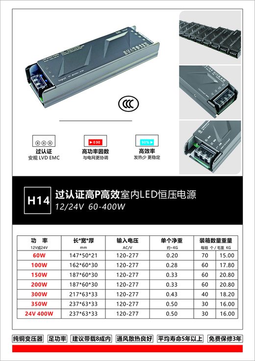 H14 High-PF Constant Voltage LED Driver — YFX LED driver product photo