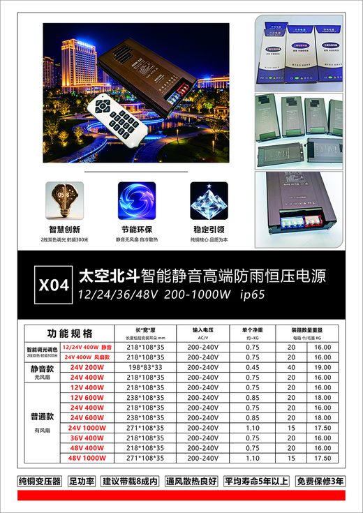 X04 太空北斗 IP65 防雨恒压电源