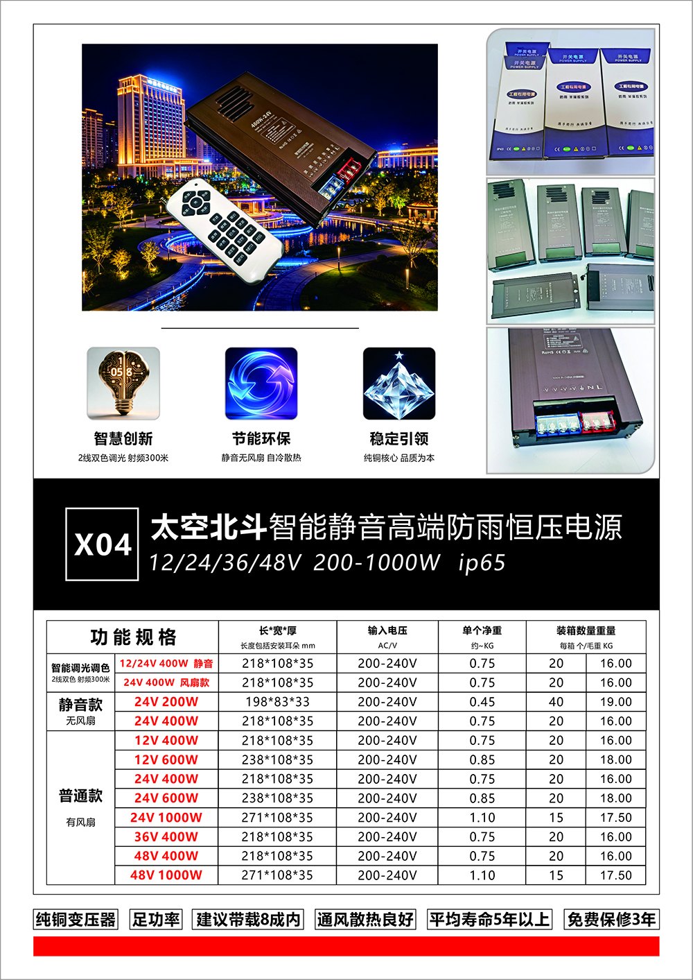 X04 太空北斗 IP65 防雨恒压电源 产品图